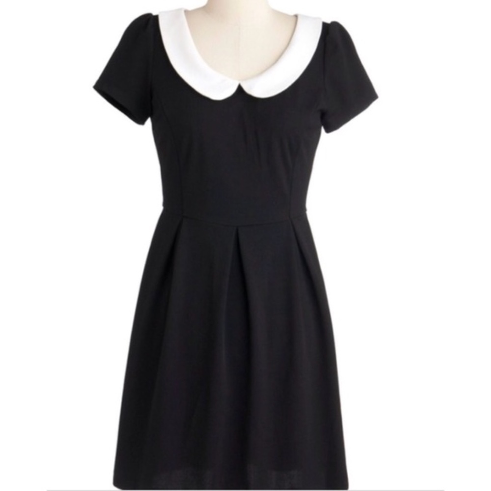 ModCloth Sunny Girl Peter Pan Collar Black and White Dress